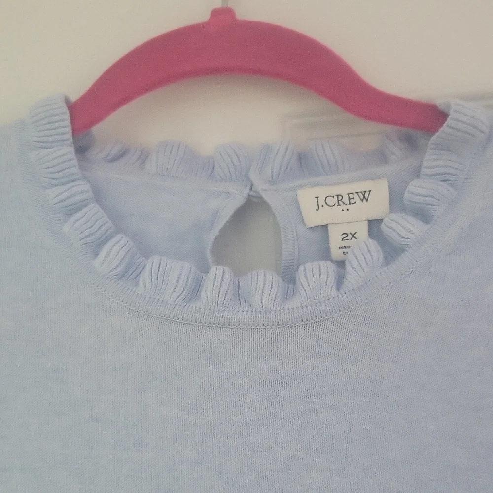 J.CREW Soft Blue Ruffle Neck Sweater - Picture 2 of 2
